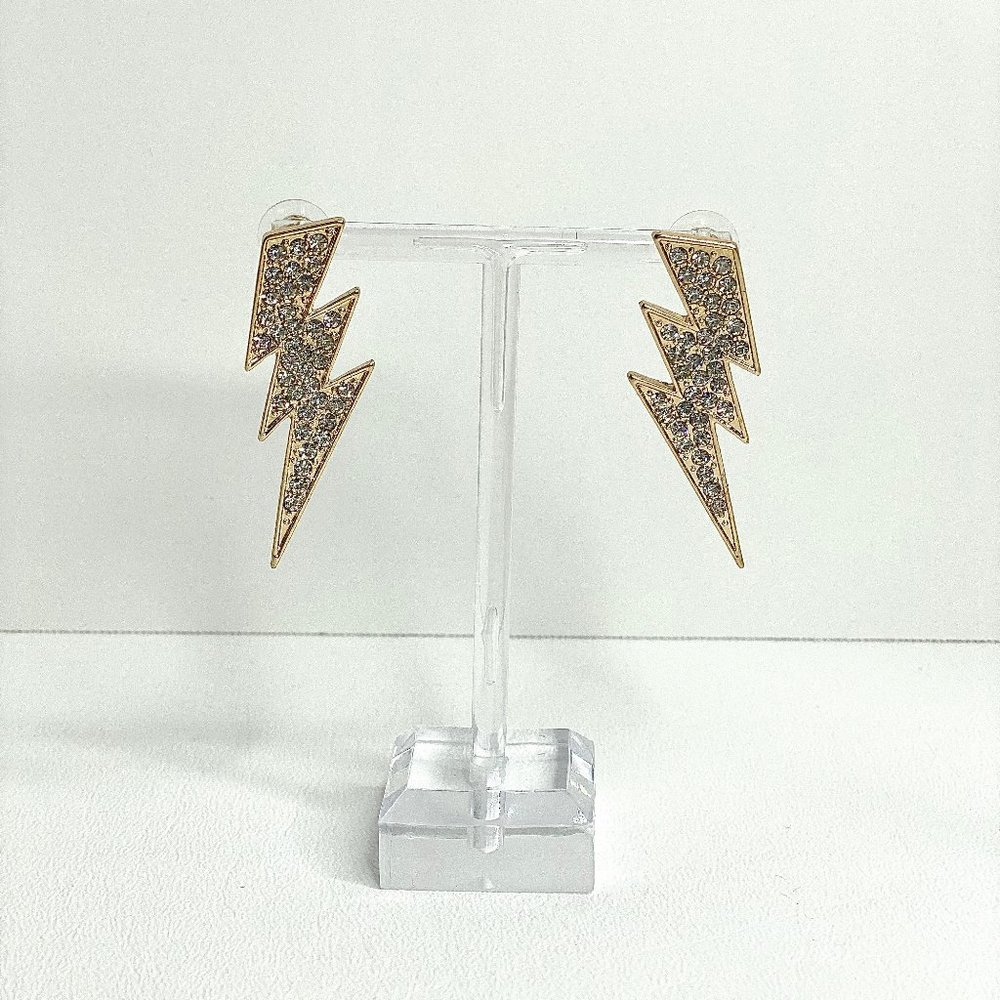 Chargers Lightning Bolt Statement Earrings - Picture 3 of 7